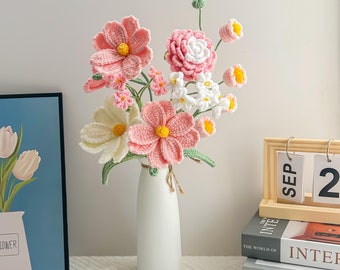 Crochet Sunflower/Rose/Tulip Flower Bouquet, Crochet Home Decor, Finished Product,Christmas Gifts for mother, Anniversary, Birthday, Friend