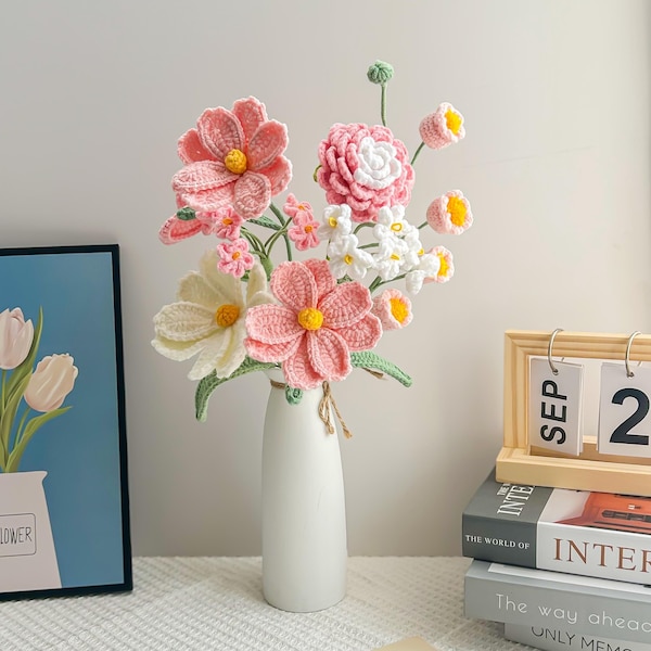 Crochet Sunflower/Rose/Tulip Flower Bouquet, Crochet Home Decor, Finished Product,Christmas Gifts for mother, Anniversary, Birthday, Friend