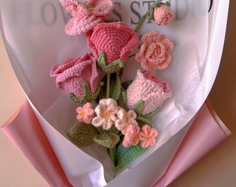 Handmade Crochet Rose Bouquet, Unique Floral Arrangement, Home Decor