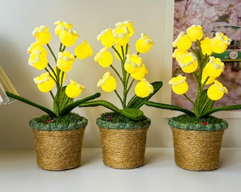 Crochet Lily of the Valley, Handmade Potted Plant Decor