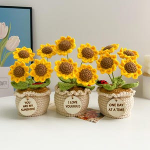 Girasol de crochet, regalo personalizado para desear una pronta recuperación, enviando abrazos