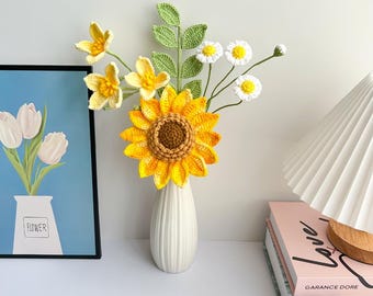 Crochet Sunflower Bouquet: Handmade Yarn Flower Arrangement