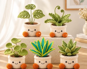 Crochet Potted Flower, Cute Amigurumi Plant Pot, Sunflower Tulip Monstera Strawberry Crochet Desk Decor Forever Plant, Gift for Plant Lovers