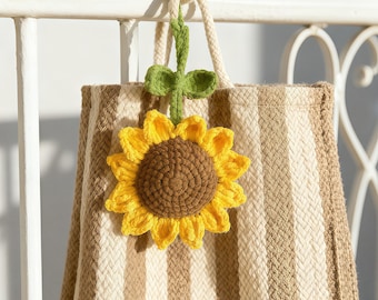 Crochet Sunflower Bag Charm: Handmade Purse Decor