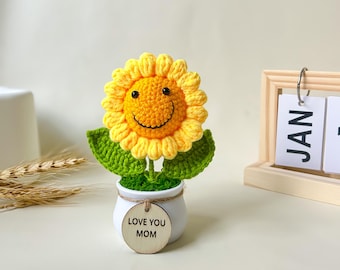 Handmade Crochet Sunflower in Pot: Personalized Get Well Gift