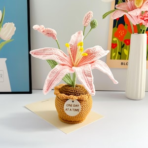 Handmade Crochet Flower in Pot -  Crochet Lily/Sunflower/Tulip/Rose/Lily of the valley Potted plant - Mother’s Day Gift-Unique Gift for Mom
