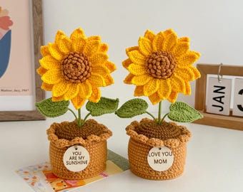 Crochet Sunflower Gift, Personalized Get Well Soon Cheer Up Present