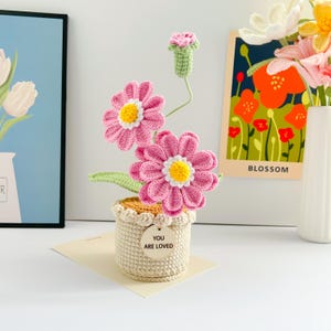 Handmade Crochet Flower in Pot -  Crochet Lily/Sunflower/Tulip/Rose/Lily of the valley Potted plant - Mother’s Day Gift-Unique Gift for Mom