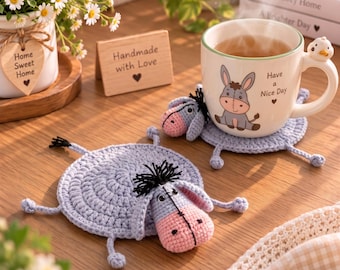 Handmade Animal Coaster, Funny Crochet Coaster, Cute Mug Rug - Unique Gift, Desk Decor, Gift for Her, Housewarming Gift