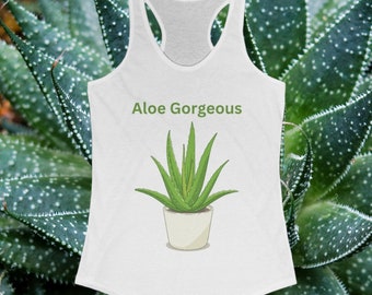 Aloe Gorgeous Plant Print Women's Ideal Racerback Tank