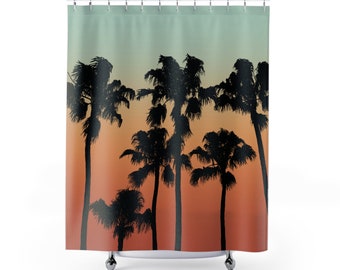 Strand Palme Sonnenuntergang Duschvorhänge