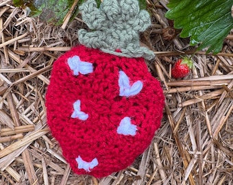 Crochet Pattern – Foldable Farmers Market Bag That Turns Into a Strawberry | PDF Tutorial
