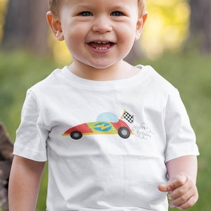 Race Car Happy Birthday Shirt for ages 1 year old, 2 year old, 3 year old, 4 year old, 5 year old