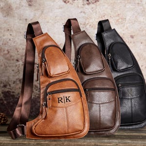 Vatertagsgeschenk für Papa, personalisierte Leder Crossbody Bag, Crossbody Sling Bag, Leder Brusttasche für Männer, Qualitäts-Reisetasche, Schultertasche