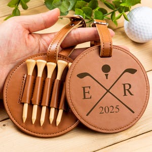 Personalized Leather Golf Bag Tag with Tees,Custom Golf Accessories,Engraved Golf Bag Name Tag,Golf Luggage Tag,Golf Gifts for Men or Woman