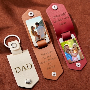 Leather Keychain with Photo,Keychain for Men,Personalized Gift for Him / Her,Unique Photo Gift,Gift For Dad,Mothers Day Gift,Graduation Gift