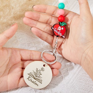 Teacher Lanyard with Name, Cute Lanyard Beaded, Cute Breakaway Lanyard, Teacher Appreciation Gift, Library Worker Gift, High School Teacher
