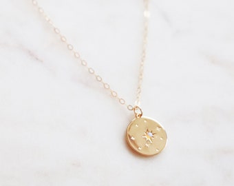 Opal and Gold Pendant, Opal Necklace Gold, Gold Necklace with Tiny Opal, Dainty Opal Charm, Minimalist, Opal Necklace, gift, Sun, Celestial