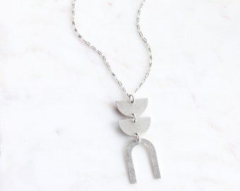 Big Silver Arch Necklace | U Shaped