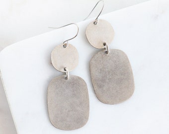 Silver Dangle Earrings | Big Geometric Earrings | 1.5 Inches