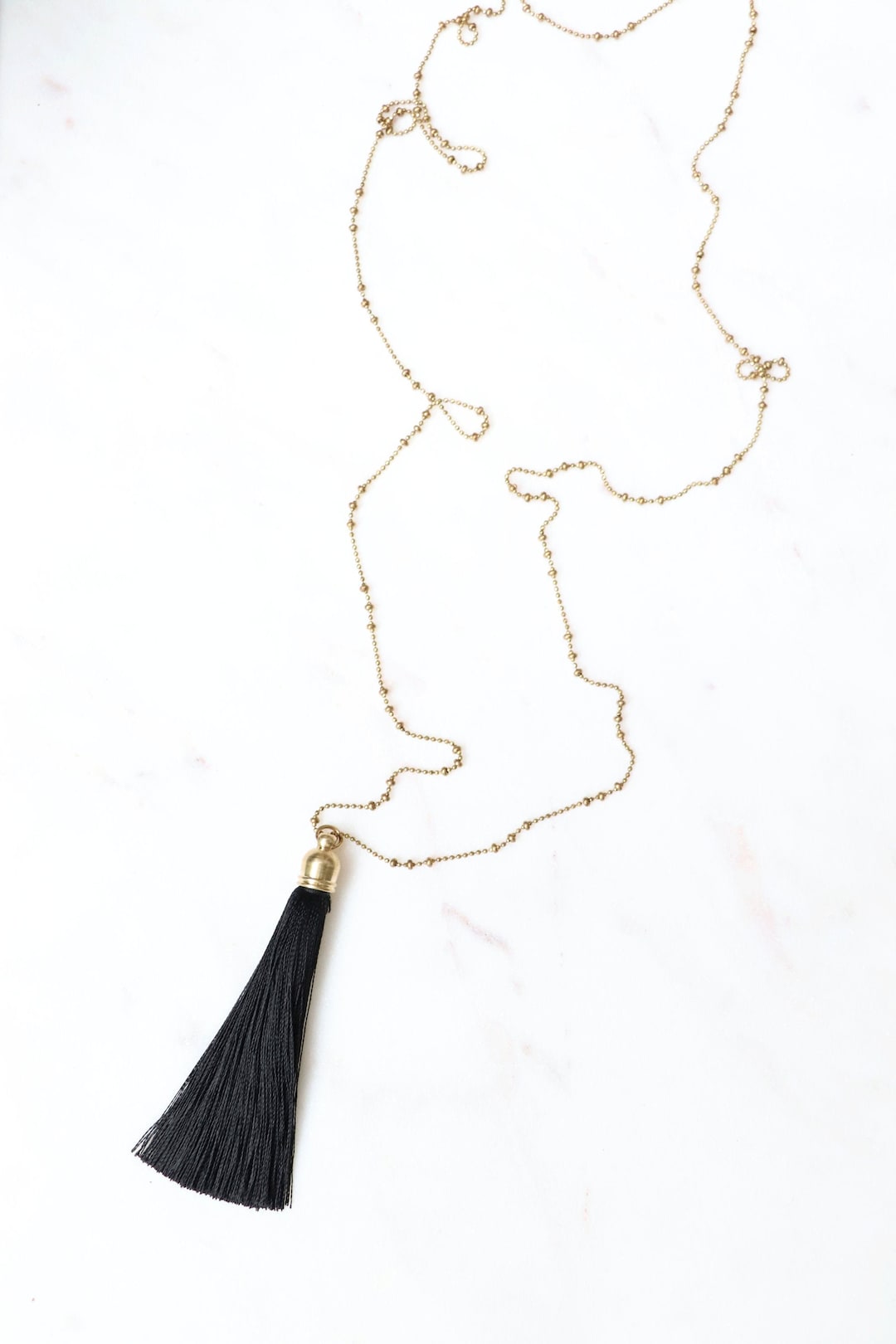 Black Tassel Necklace Long Tassel Necklace Tassel Necklace Etsy
