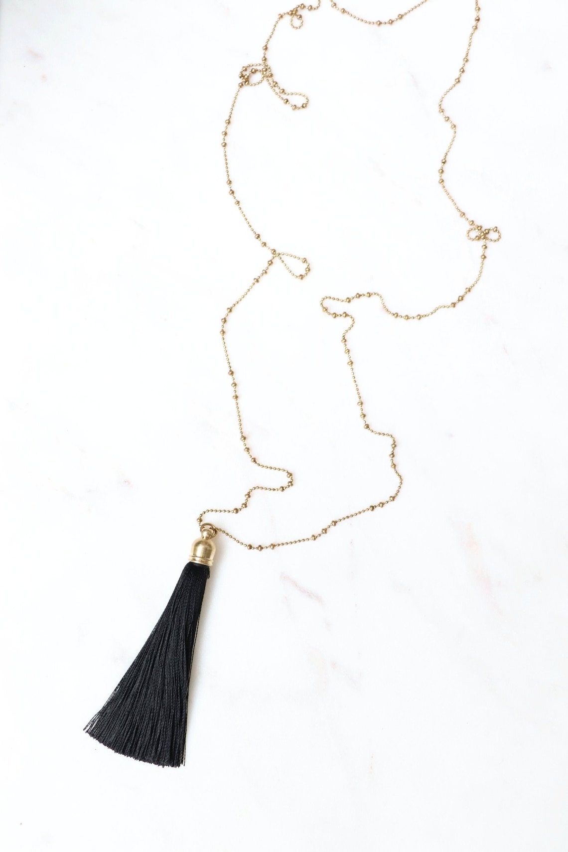 Black Tassel Necklace Long Tassel Necklace Tassel Necklace Etsy