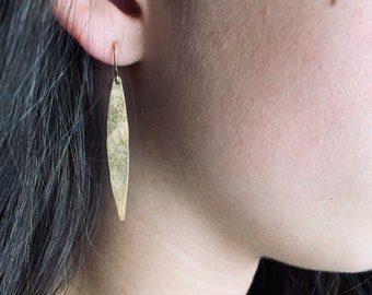 Gold Brass Spear Earrings | Brass Dangle Earrings | Minimalist Jewelry | Handmade | 2 Inches Long