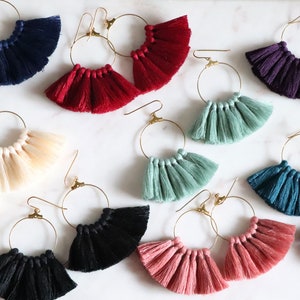 Tassel Hoop Dangle Earrings in Bright Colors