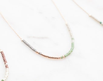 Tiny Seed Bead Necklace with 14k Gold Filled Chain | Choose a Style