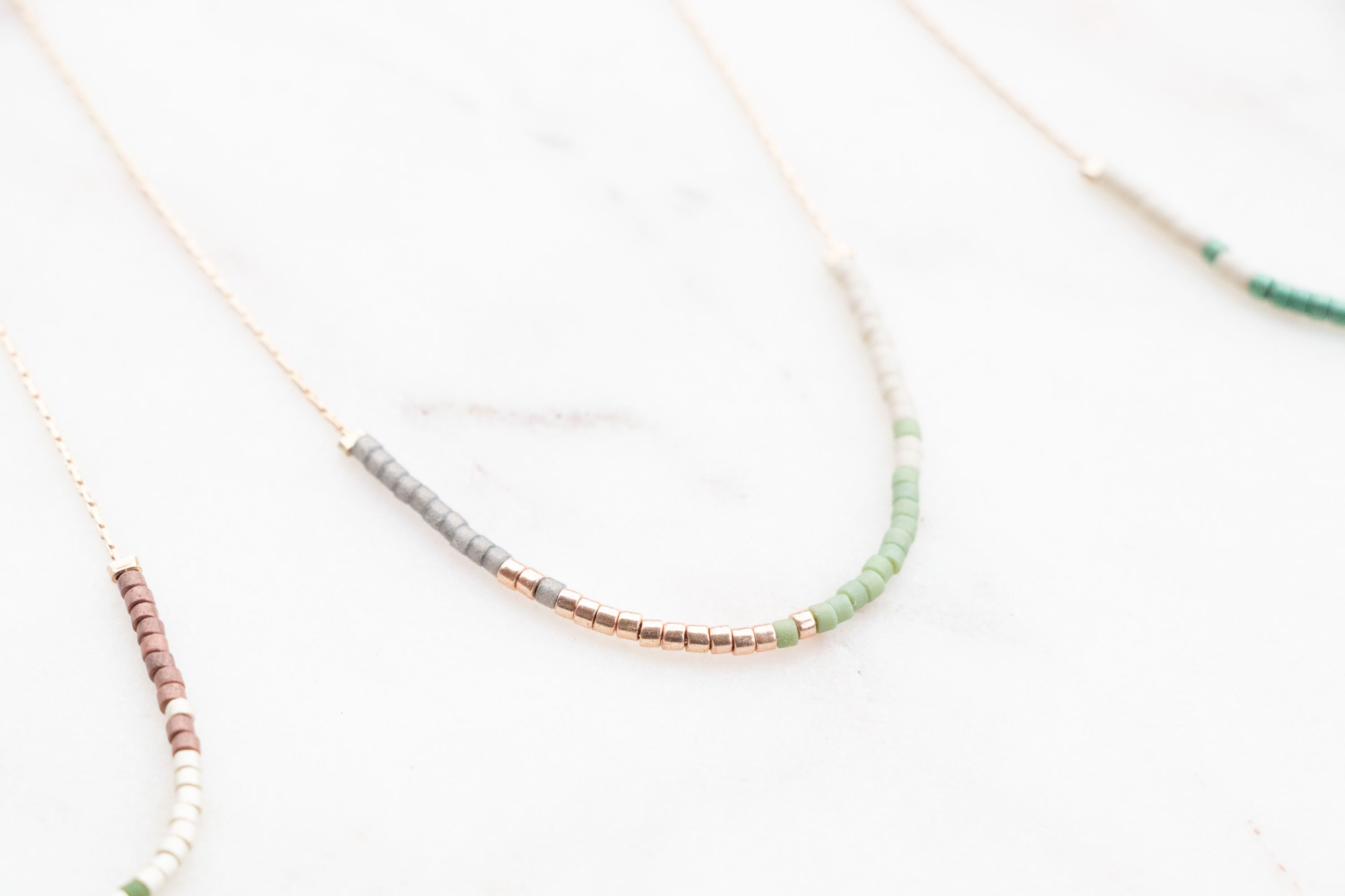 Tiny Seed Bead Necklace with 14k Gold Filled Chain | Choose a Style