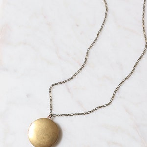 Brass Locket Necklace on an Extra Long Brass Chain 32 Inch Chain image 4