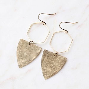 Big Brass Geometric Dangle Earrings