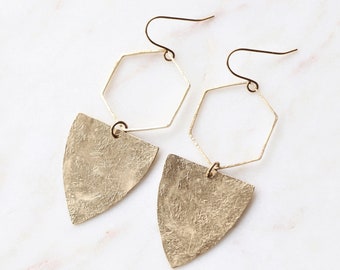 Big Brass Geometric Dangle Earrings