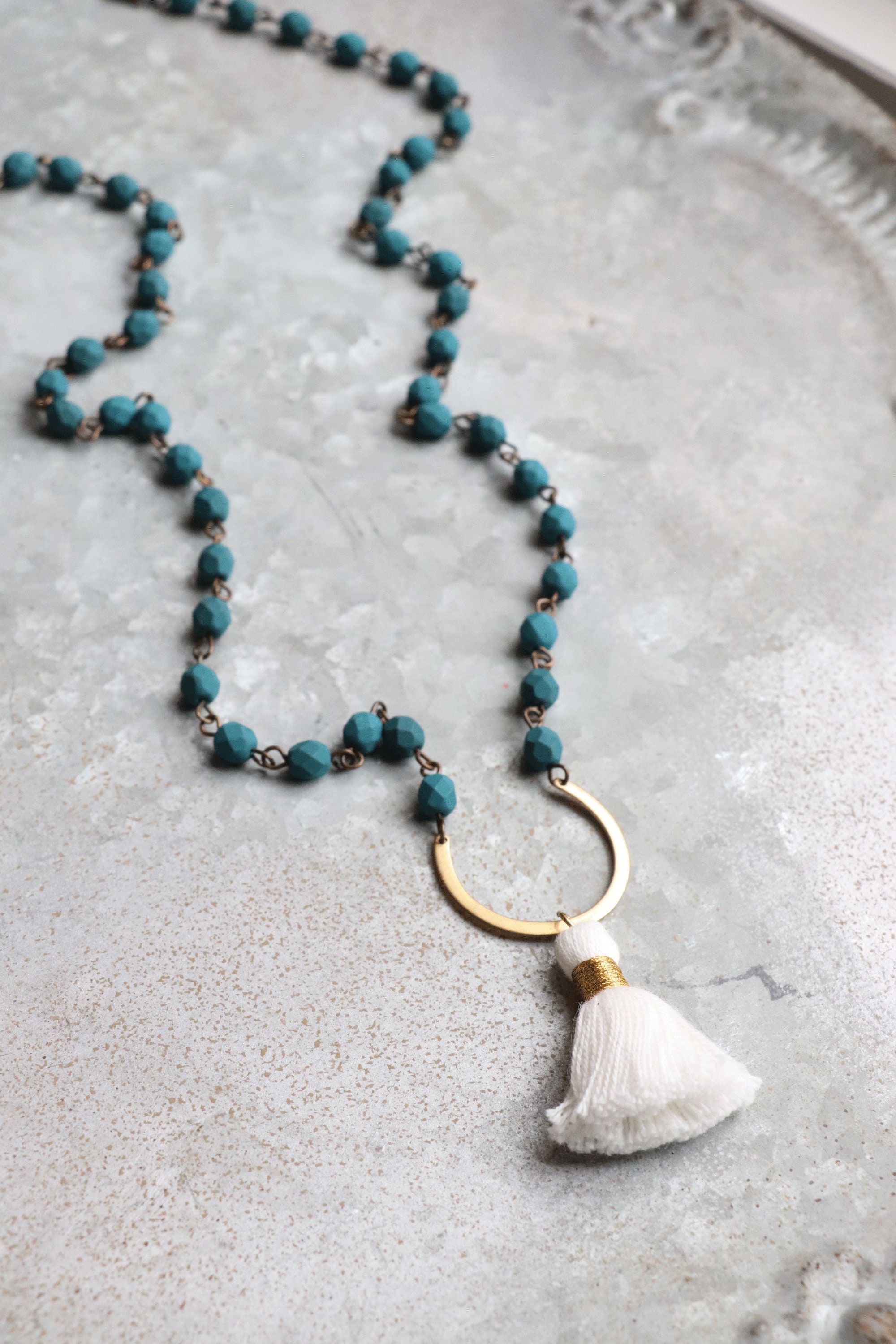 Tassel Necklace White Tassel Necklace Long Tassel Necklace Etsy