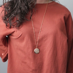 Rose Gold Plated Locket on Long Chain | Round with Flowers