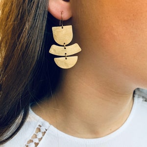 Brass Dangle Earrings, Big Gold Dangle Earrings, Modern Dangle Earrings, Brass Statement Earrings, Gold Chandelier Earrings