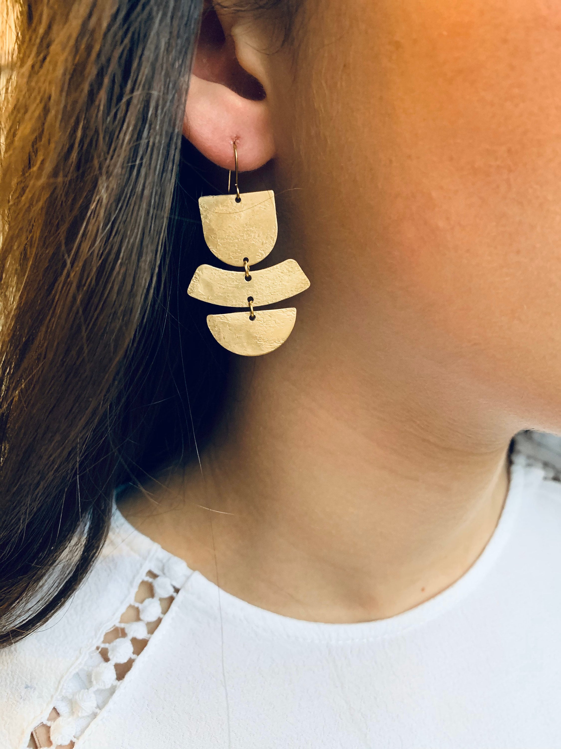 Brass Dangle Earrings Big Gold Dangle 