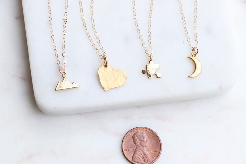 Gold Moon Necklace, Minimalist Pendant, Delicate, Little Charm, 14k, gold filled chain, Dainty Gold Pendant, Tiny Charm Necklace, Gift image 5