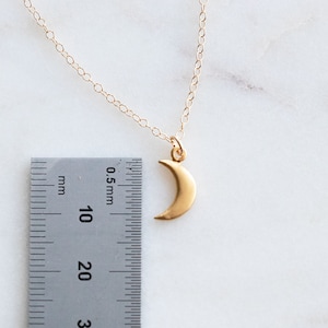 Gold Moon Necklace, Minimalist Pendant, Delicate, Little Charm, 14k, gold filled chain, Dainty Gold Pendant, Tiny Charm Necklace, Gift image 6