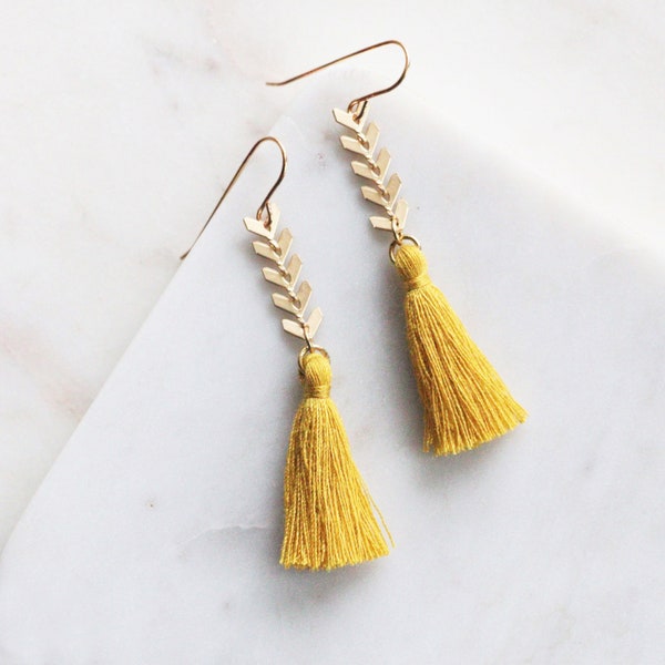 Tassel Earrings | Goldenrod Dangle Earrings| Fall Jewelry