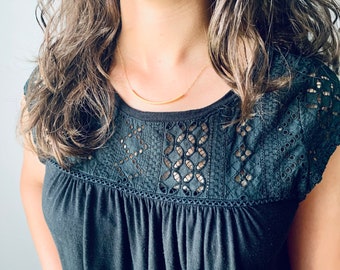 Simple Gold and Brass Necklace | Gold Minimalist Necklace | 16 Inches