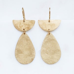 Brass Earrings Teardrop | Big Brass Earrings | 1.75 Inch Dangle Earrings