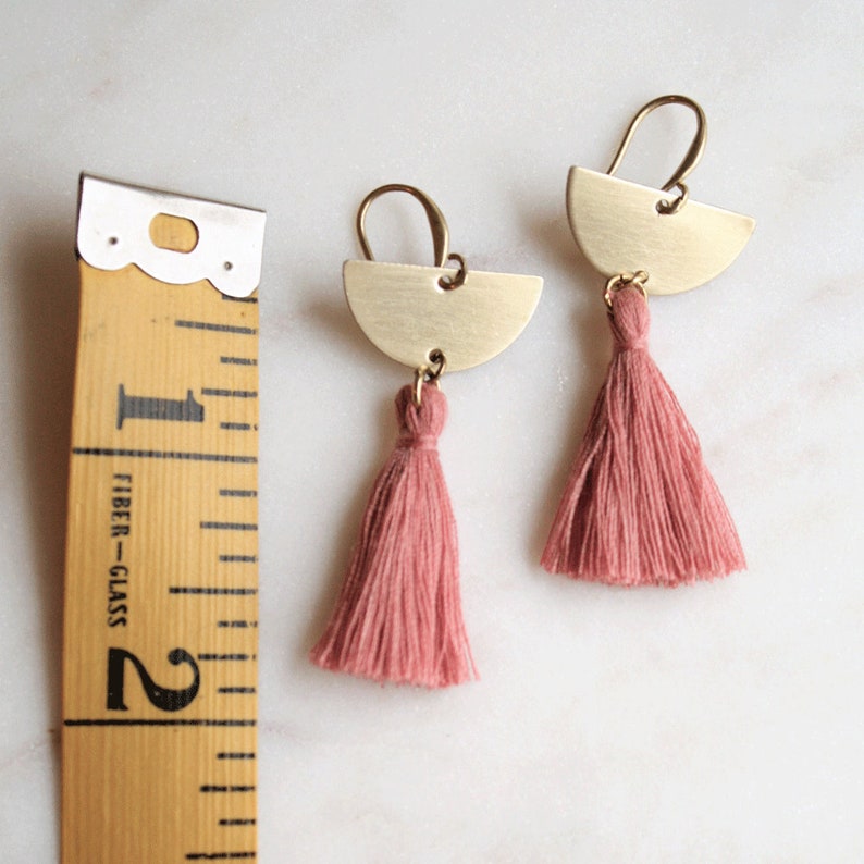 Tassel Earrings Pink Boho Tassel Earrings Pink Fringe Etsy