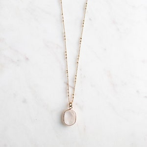 Clear Quartz Crystal Necklace on a Long 32 Inch Chain