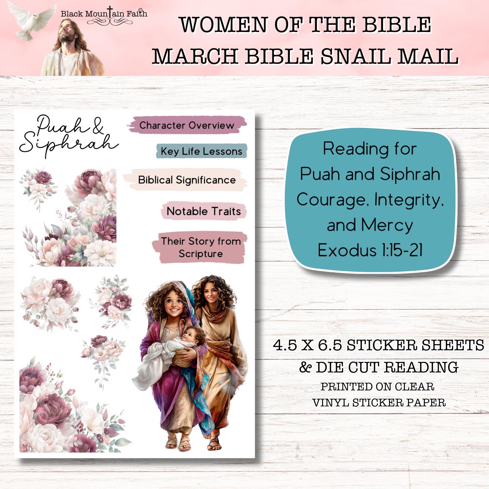 MARCH Edition Women of the Bible || PHYSICAL Sticker Sheets || Clear ...