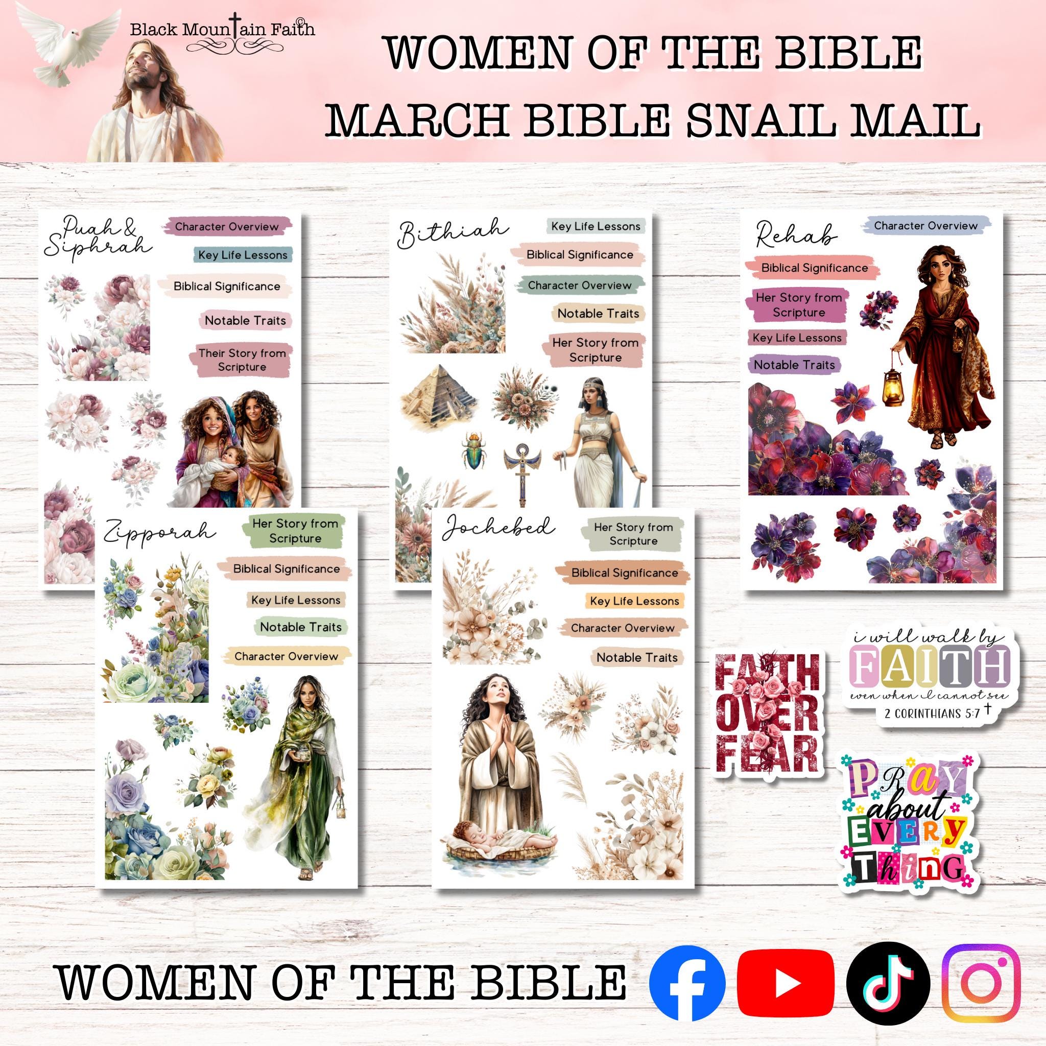 MARCH Edition Women of the Bible || PHYSICAL Sticker Sheets || Clear ...