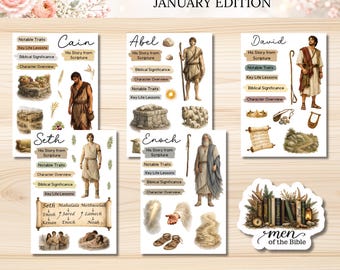 JANUARY Men of the Bible || PHYSICAL Sticker Sheets || Clear Vinyl Sticker Paper