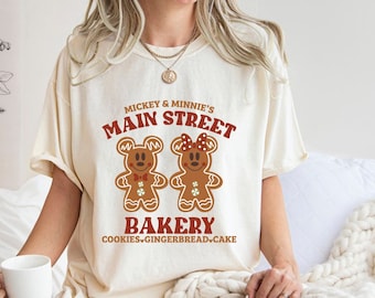 Main Street Bakery Gingerbread Cookies Cakes T-Shirt, Gingerbread TSshirt, Mickey And Minnie Gingerbread Shirt
