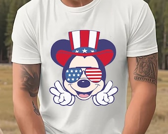 Disney 4 juli-shirt, Disney-figuren 4 juli, Mickey 4 juli-T-shirt, Disney USA-shirt