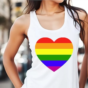 Rainbow heart muscle tank, Rainbow pride muscle tank, Pride flag apparel, Rainbow tank top, pride tank top for women